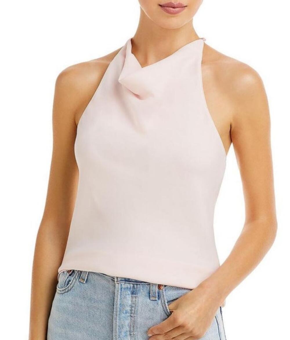 Aqua Blush Pink Cowl Neck Halter Top - S